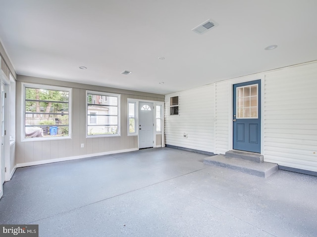 interior space with wood walls