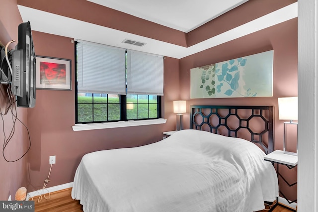 bedroom with wood-type flooring