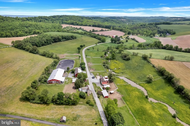 aerial view with a rural view