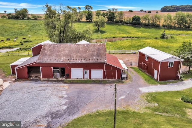 aerial view with a rural view