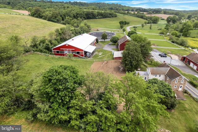 drone / aerial view with a rural view