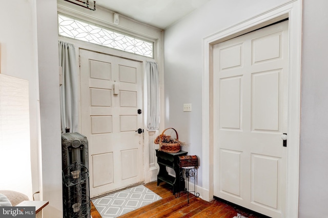 foyer with dark hardwood / wood-style flooring