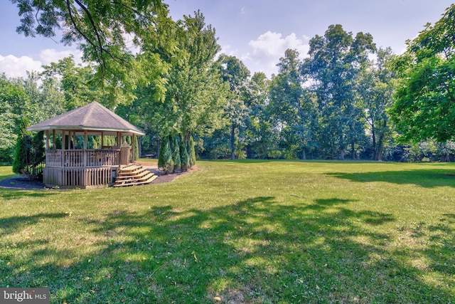 view of yard with a gazebo