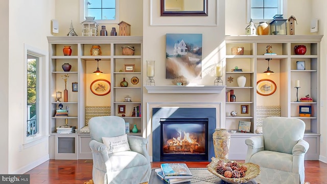 living area featuring hardwood / wood-style floors