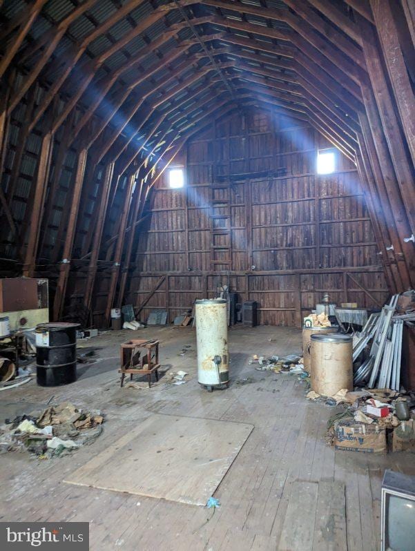 misc room with lofted ceiling