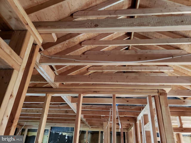 miscellaneous room with lofted ceiling