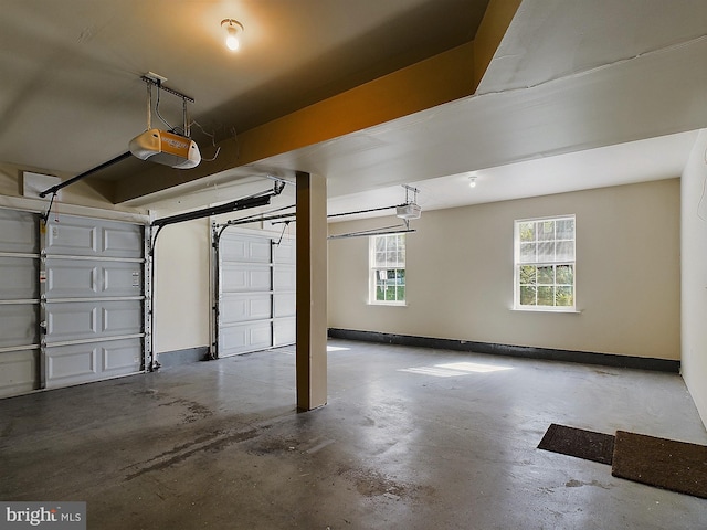 garage with a garage door opener