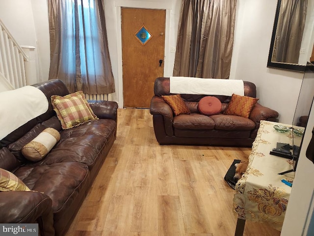 living room featuring light hardwood / wood-style floors