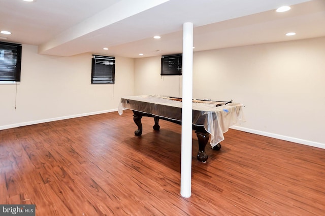 recreation room featuring wood-type flooring