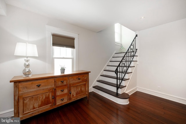 stairway with wood-type flooring