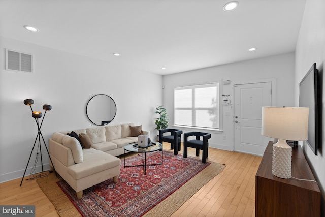 living room featuring light hardwood / wood-style flooring