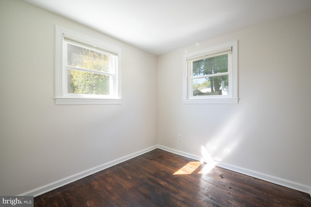 unfurnished room featuring dark wood-type flooring