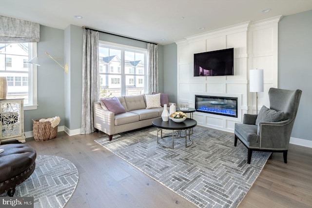 living room with hardwood / wood-style flooring