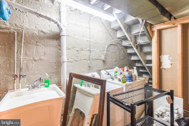 basement with sink