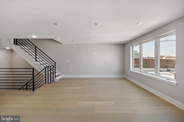 interior space with light hardwood / wood-style flooring