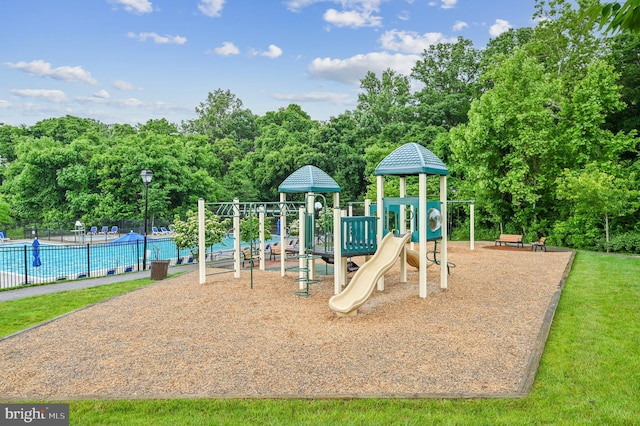 view of play area with a community pool