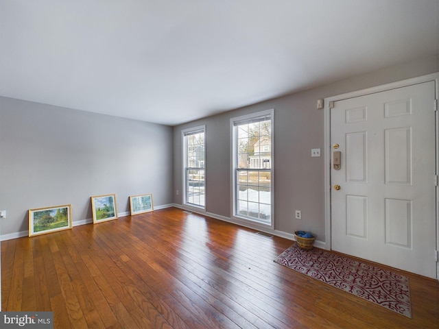 entryway with hardwood / wood-style flooring