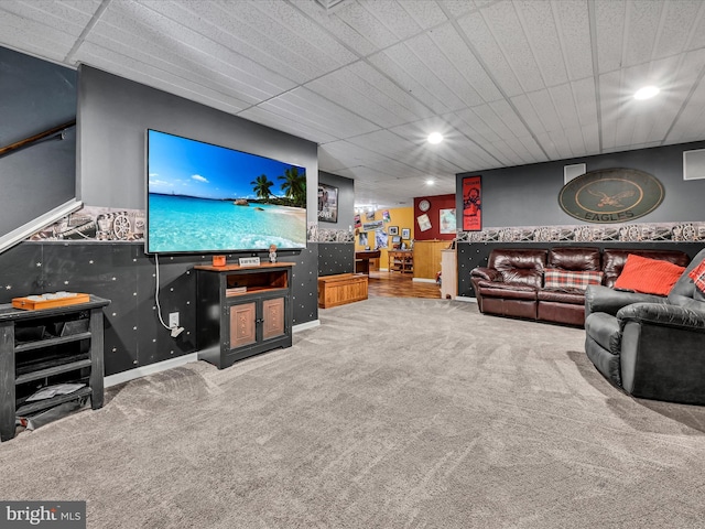 living room with carpet floors