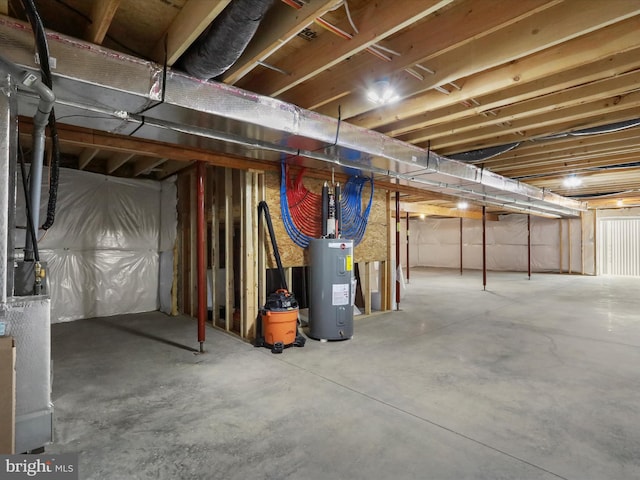 basement featuring water heater