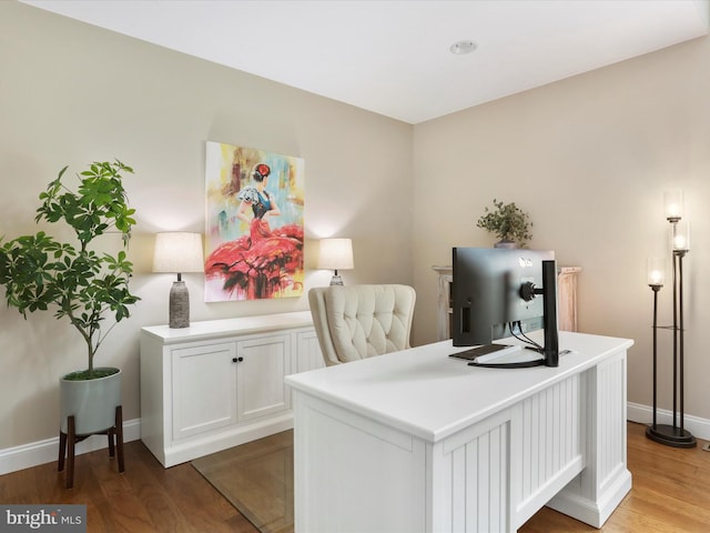 office space featuring hardwood / wood-style flooring