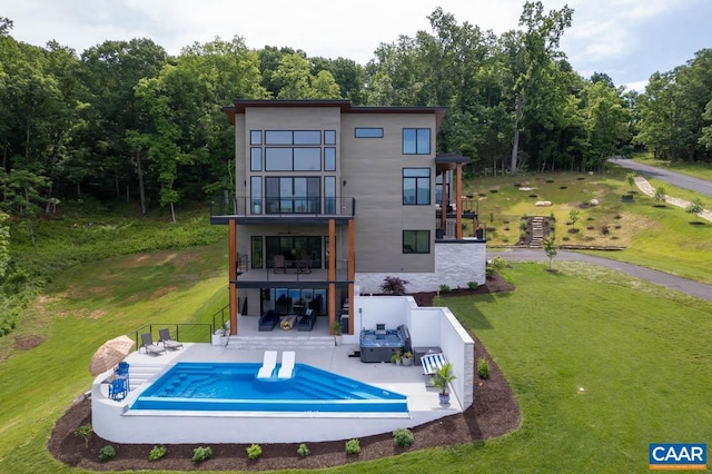 225 Cherry Ridge Ln, Lexington, VA 24450 - back of house featuring a balcony, a patio area, and a lawn