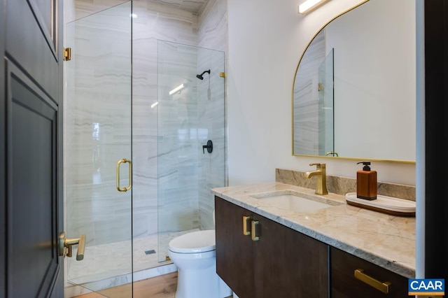 225 Cherry Ridge Ln, Lexington, VA 24450 - bathroom featuring a shower with door, vanity, and toilet
