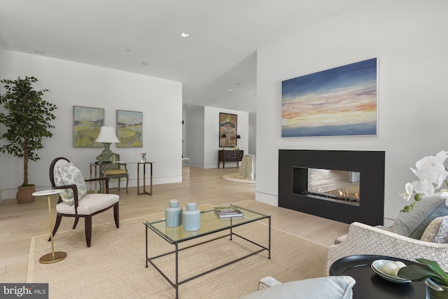 living room with light hardwood / wood-style floors