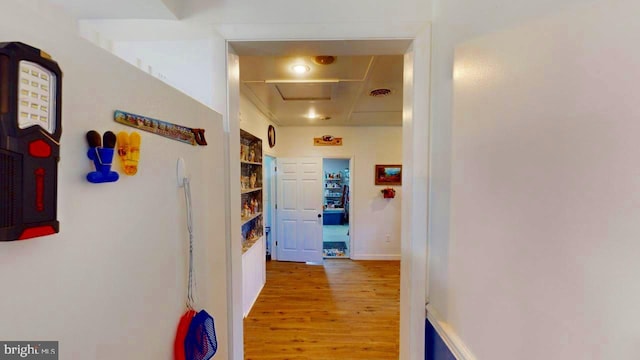 hallway with light wood-type flooring