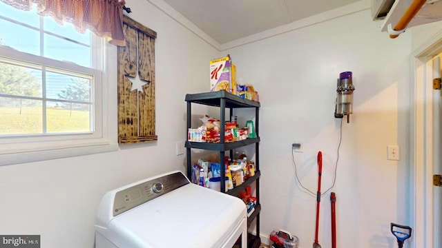 laundry room featuring crown molding and washer / dryer