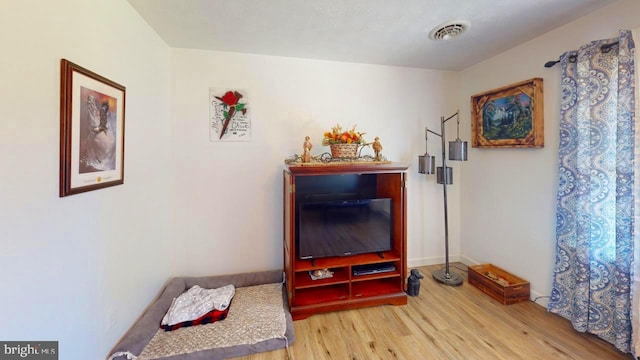 bedroom with hardwood / wood-style flooring