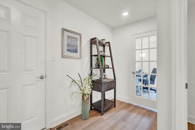 interior space with light hardwood / wood-style flooring