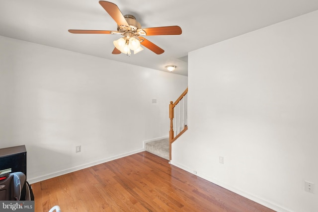 interior space featuring ceiling fan and hardwood / wood-style floors