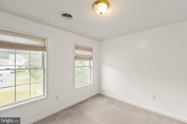 unfurnished room with light carpet