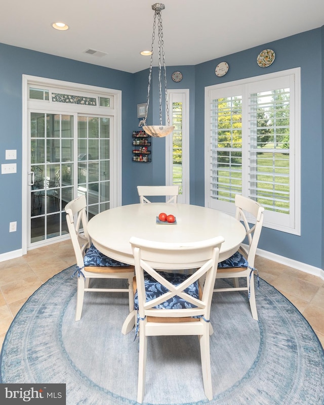 view of tiled dining area