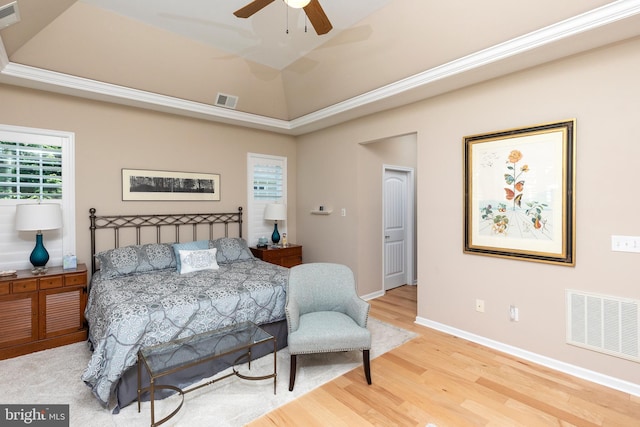 bedroom featuring ceiling fan and wood-type flooring