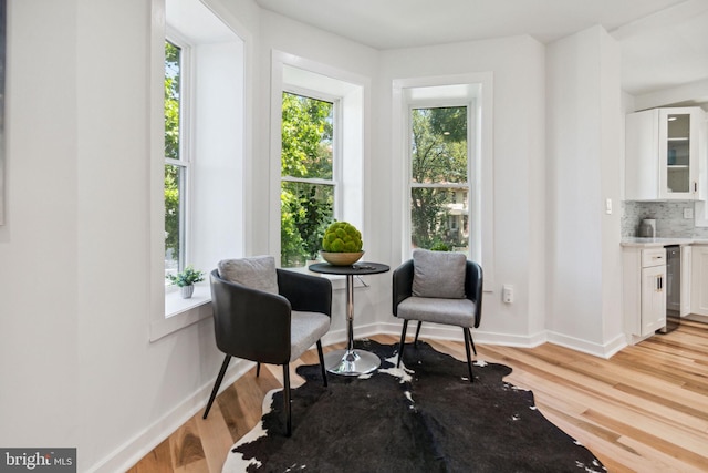 sitting room featuring light hardwood / wood-style flooring