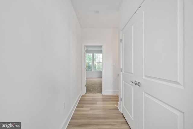 corridor featuring light wood-type flooring