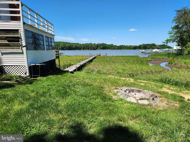 30087 Cross Woods Dr, Mechanicsville, MD 20659 - view of yard featuring a fire pit and a water view