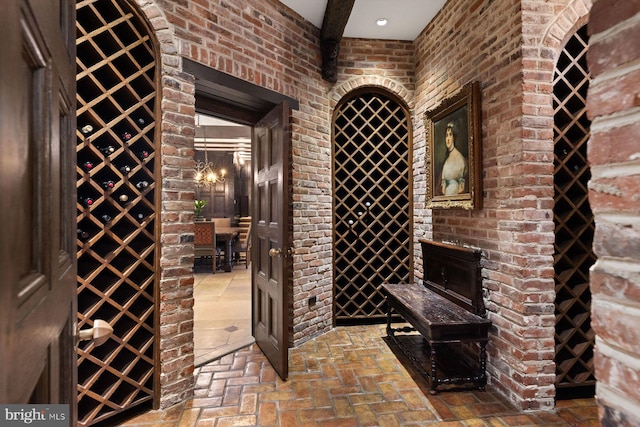 wine area with brick wall