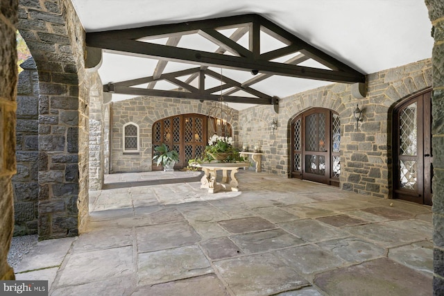 view of patio featuring french doors