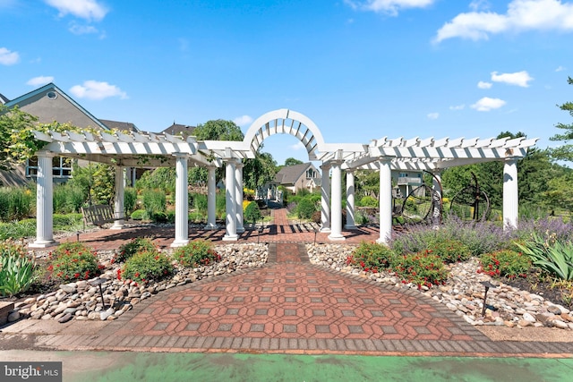 view of patio / terrace featuring a pergola