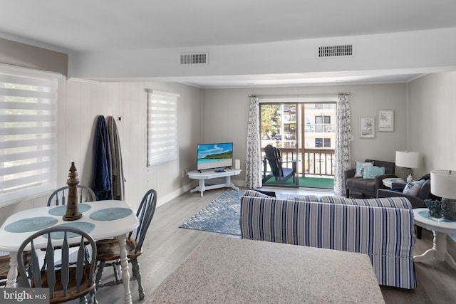 living room with hardwood / wood-style flooring