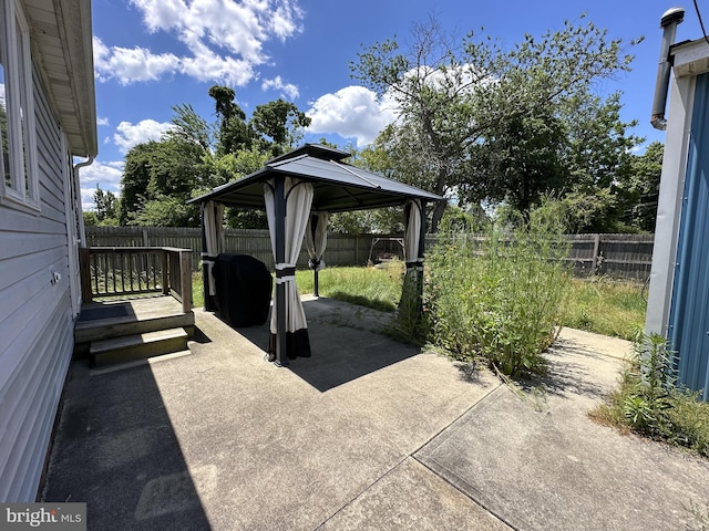 view of patio / terrace featuring a gazebo