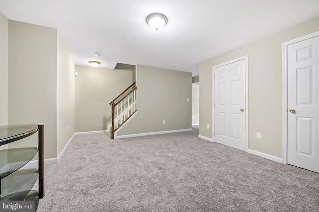 basement with carpet