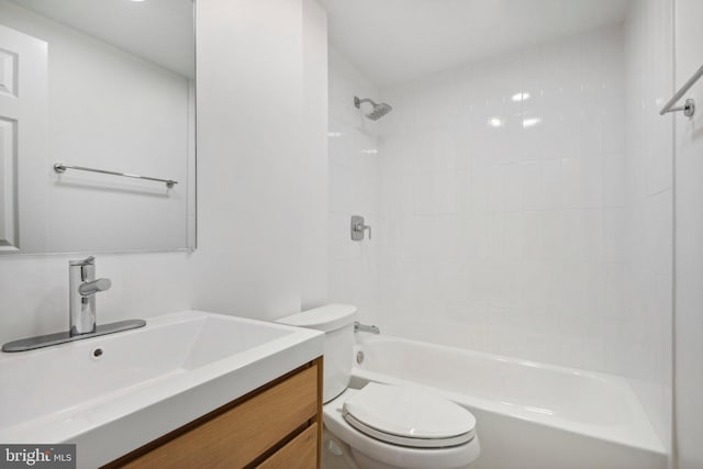 full bathroom featuring vanity, toilet, and shower / washtub combination