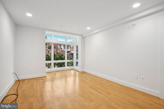 spare room featuring wood-type flooring