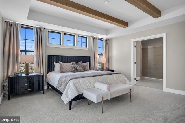 263 Breeches Run Unit 76, Boiling Springs, PA 17007 - bedroom featuring carpet floors, beam ceiling, baseboards, and connected bathroom