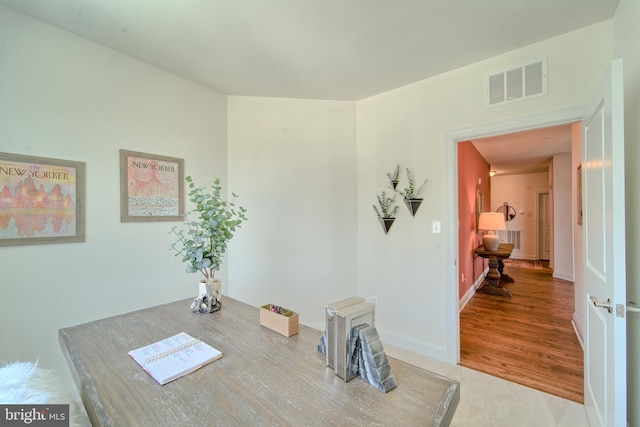 view of carpeted dining room