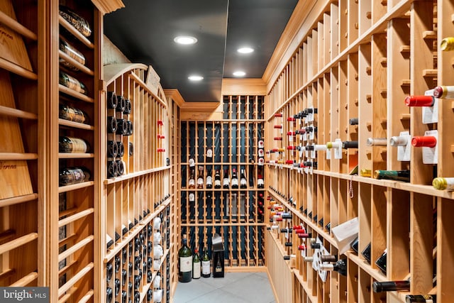 wine area with light tile patterned flooring