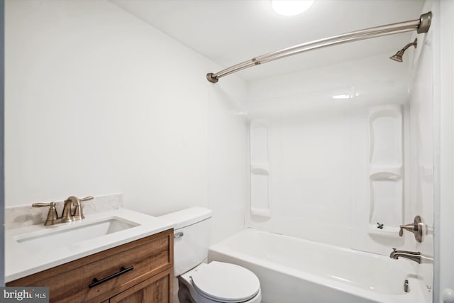 full bathroom with vanity, shower / bath combination, and toilet